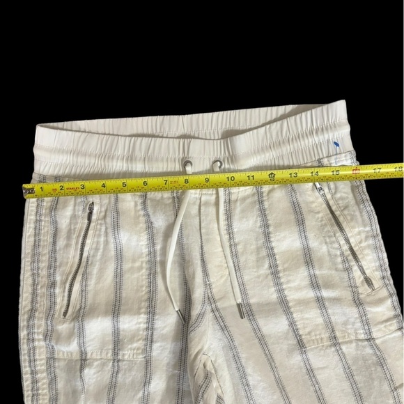 Athleta Stripe Bali 100% Linen Pants Women's Blue White Pinstripes wide … - Picture 12 of 12